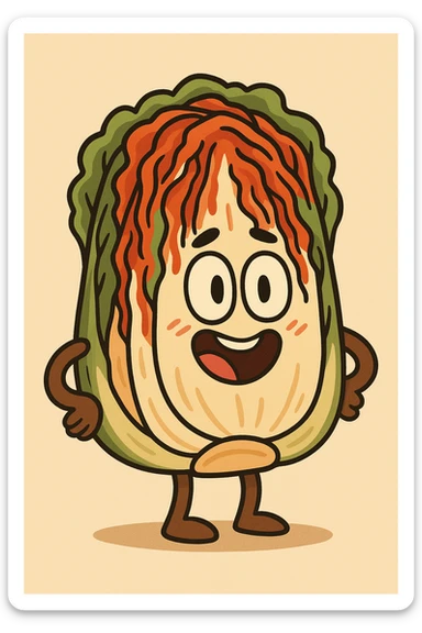 cute cartoon style kimchi with simple background sticker