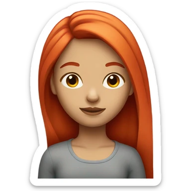 girl with straight shoulder length bright red hair  sticker