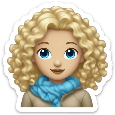 blonde curly haired woman with blue eyes sticker