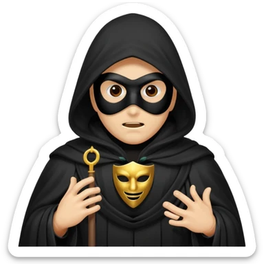 A cultist in a dark cloak with a mask on his face is also dark sticker