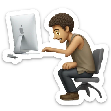 man working on macbook  sticker