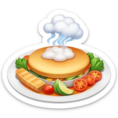 delicious food plate with steam sticker