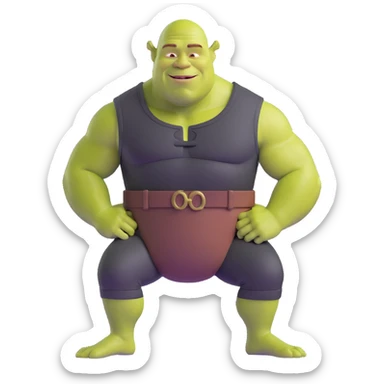 very muscular Shrek soothing Elon Musk sticker