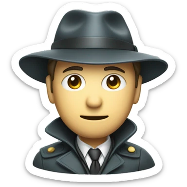 a man in a detective suit, in a raincoat, with a hat and a magnifying glass in his hands. White skin sticker