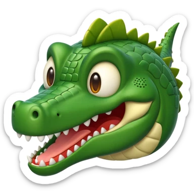Crea un emoji de avión con cara de cocodrilo sticker