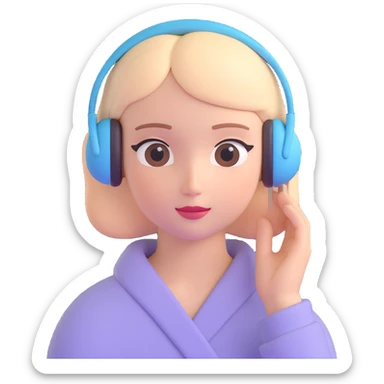 emoji style person listening to ASMR, soft color palette, smooth edges, serene face sticker