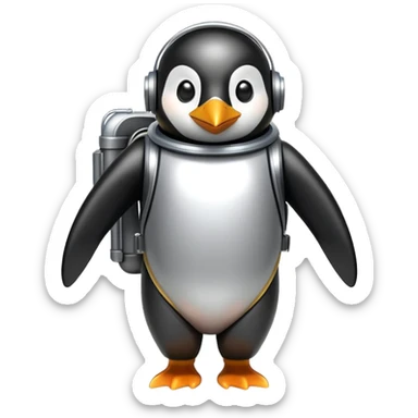 penguin with a jetpack sticker