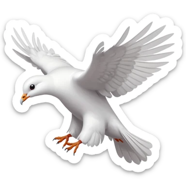 white pigeon flying from top sticker