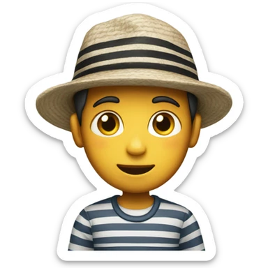 boy in striped shirt hat sticker