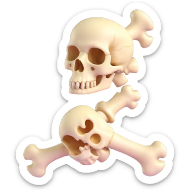animated bone, lively and playful, 3D style sticker