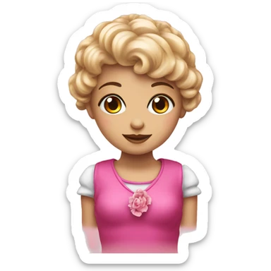 Boneca loira com lacinho rosa sticker