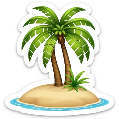 palm tree on a small island sticker