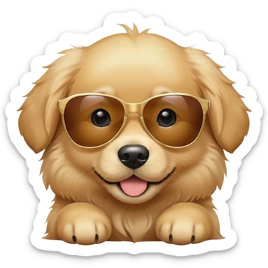 Golden retriever puppy with sunglasses on  sticker