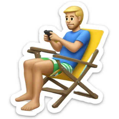 white guy gaming beach chair sticker