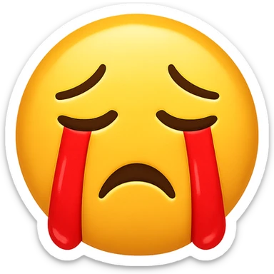 yellow crying face emoji with red tears sticker