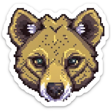 hyena head close-up in pixel art style sticker