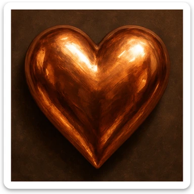 heart with a metallic copper finish, digital illustration sticker