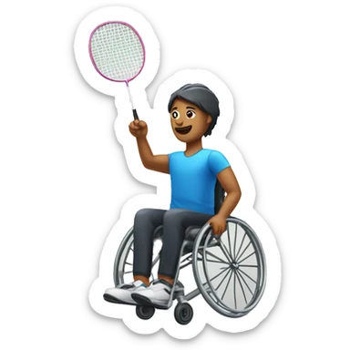 person in wheelchair playing badminton sticker