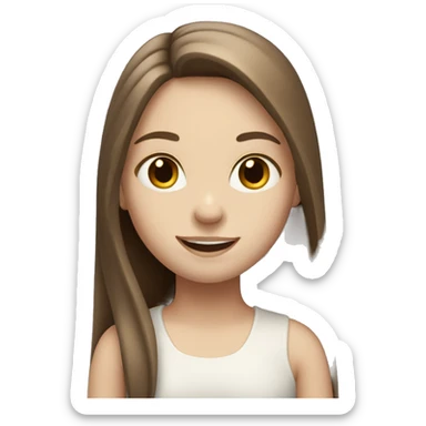 Pale girl with straight long brown hair smiling  sticker