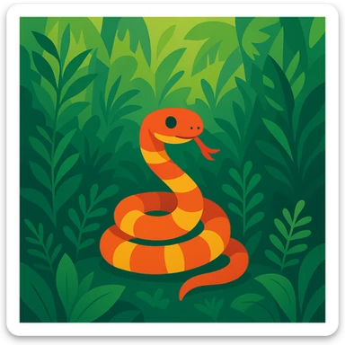 Flat design style snake in the jungle sticker