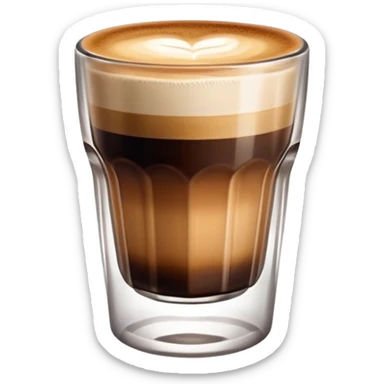Small Gibraltar glass with cortado espresso, light brown color on top (NOT WHITE), deepening to darker brown at bottom, smooth surface, no froth or swirl sticker