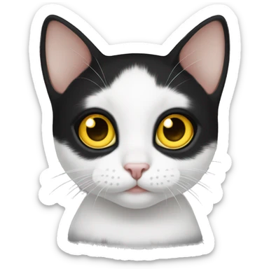 Baby black and white cat and yellow eyes sticker