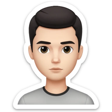 pretty handsome bratz man, with black black black  eyes,  short dar, pale skin, defined jawlines sticker