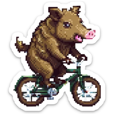 wild boar riding a bicycle sticker