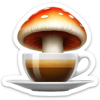 Mushroom fantasy with coffee sticker