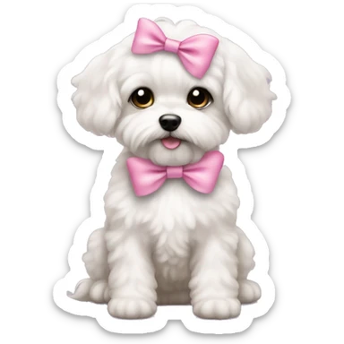 Schichon puppy pink bow sticker