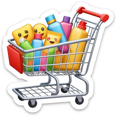 emoji of beauty products are flying into shopping cart
 sticker