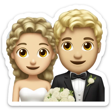 Blonde hair bride and brunette hair husband sticker