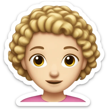 white girl with short cury hair brown sticker