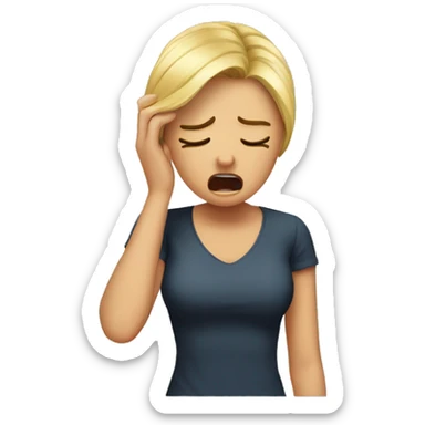 A stressed out woman pulling on her hair  sticker