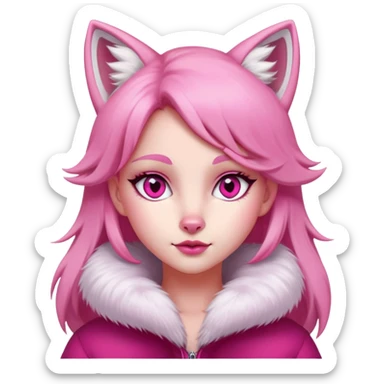 fox,pink,Dark pink eyes,White inside ears,girl sticker
