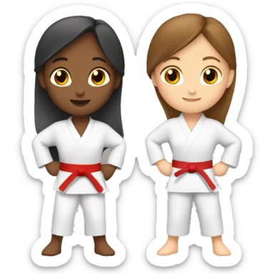 1 girl with red karate belt. 1 girl with Blue karate belt and 1 girl with brown karate belt sticker