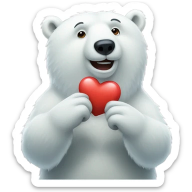 polar bear with heart sticker