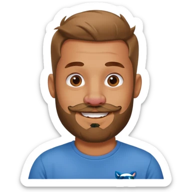 mischevious devil guy thats not scary, just a t-shirt with a beard and a pig nose sticker