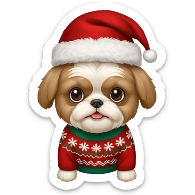 Small all OVER dark grey faced shih tzu christmas sweater hat sticker