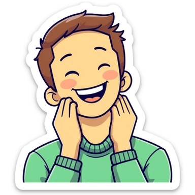 A guy holding his neck laughing  sticker