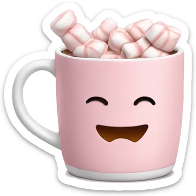 Light Pink mug of hot chocolate with marshmallows  sticker