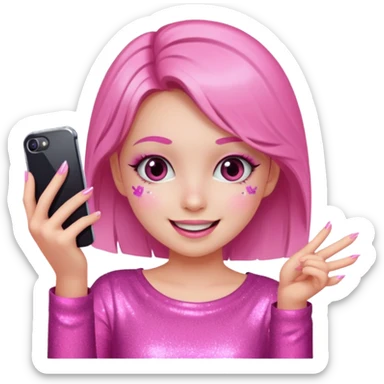 glitter pink girl naughty selfie sticker