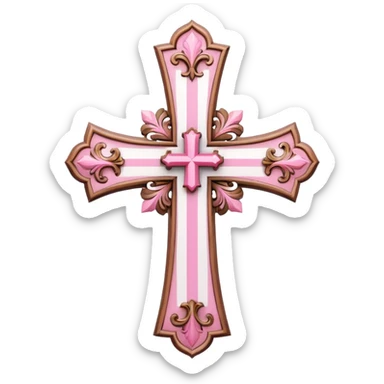 Pink and white cross sticker