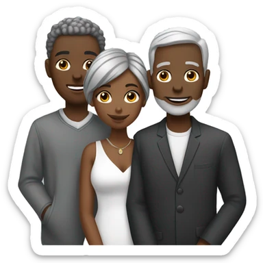 black girl with white boy couple both with grey hair sticker