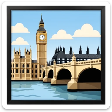 london bridge and big ben in apple emoji style sticker
