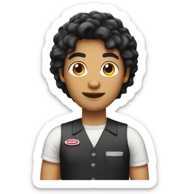 A fast food employee with black hair sticker