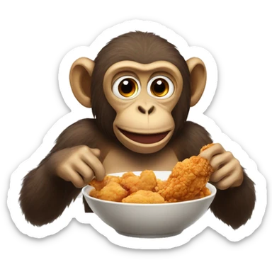 Monkey eating Fried chicken  sticker
