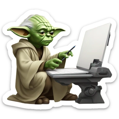 Master Yoda draws on a graphics tablet sticker
