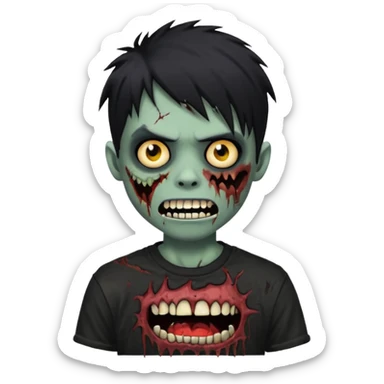 boy zombie with black hair emo Whith black grillz black teeths sticker
