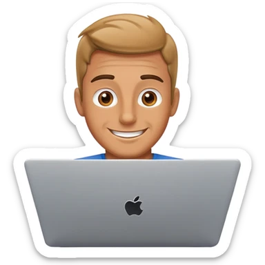 happy man on laptop sticker